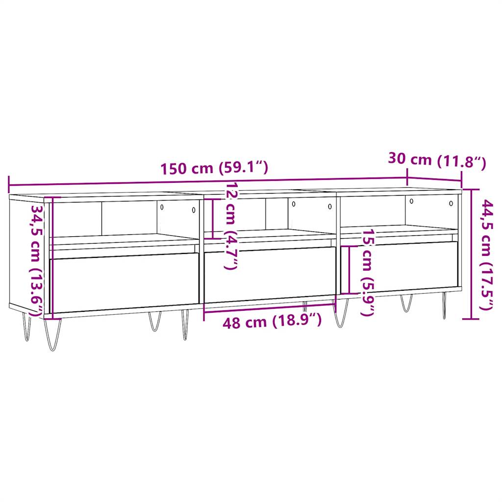TV ormarić staro drvo 150x30x44,5 cm konstruirano drvo