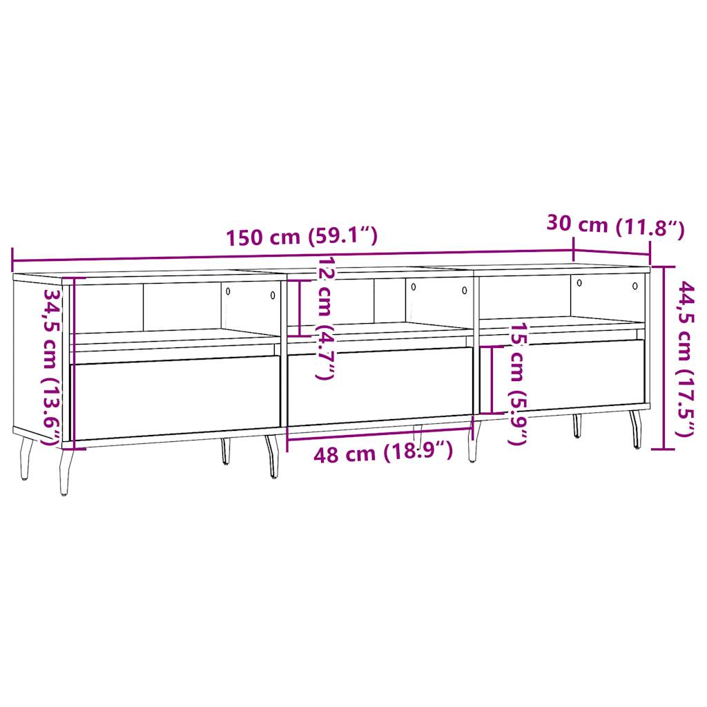 TV ormarić staro drvo 150x30x44,5 cm konstruirano drvo