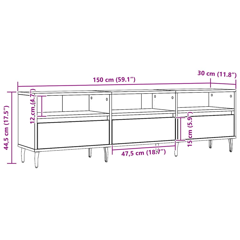 TV ormarić Artisan hrast 150x30x44,5 cm izrađeno drvo