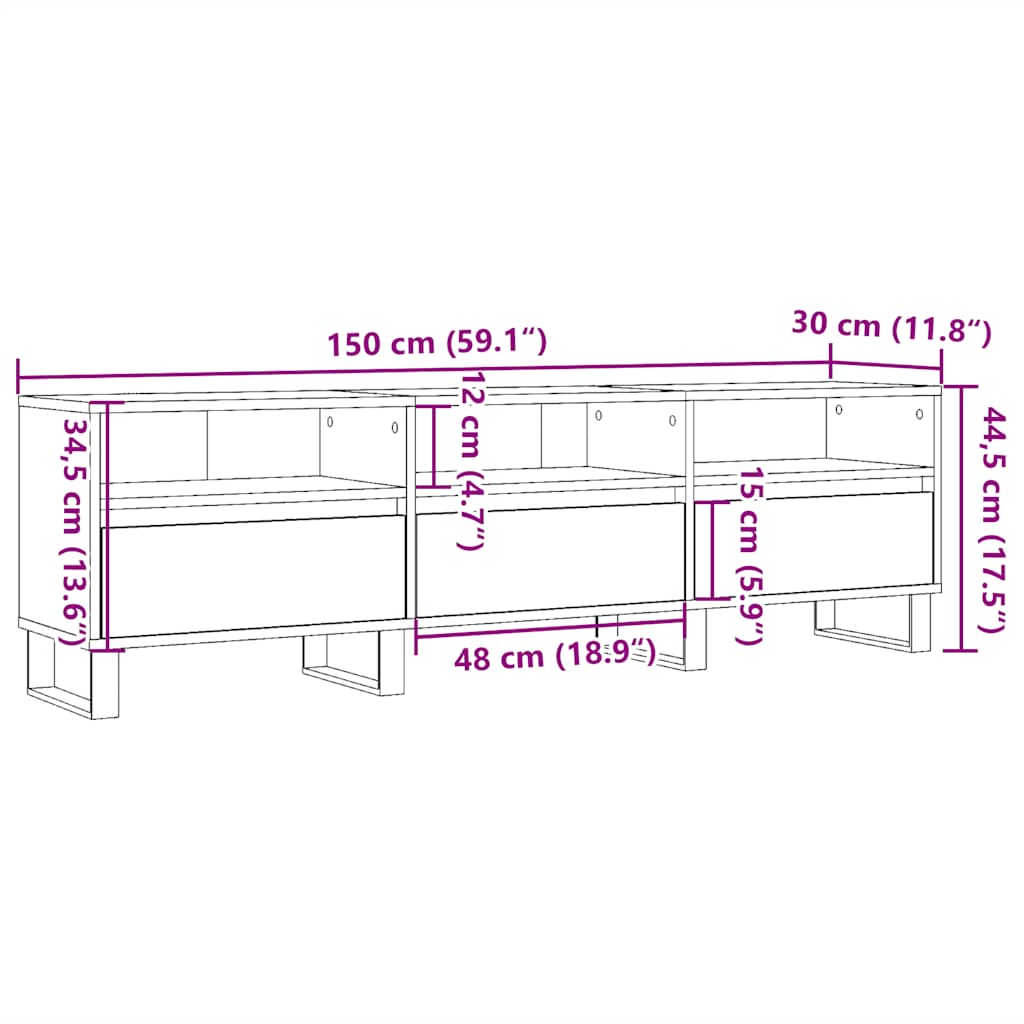 TV ormarić staro drvo 150x30x44,5 cm konstruirano drvo