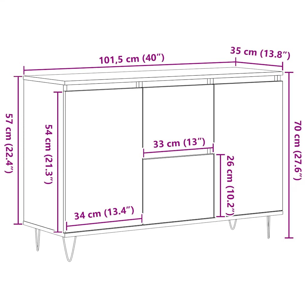 Komoda staro drvo 101,5x35x70 cm od konstruiranog drva