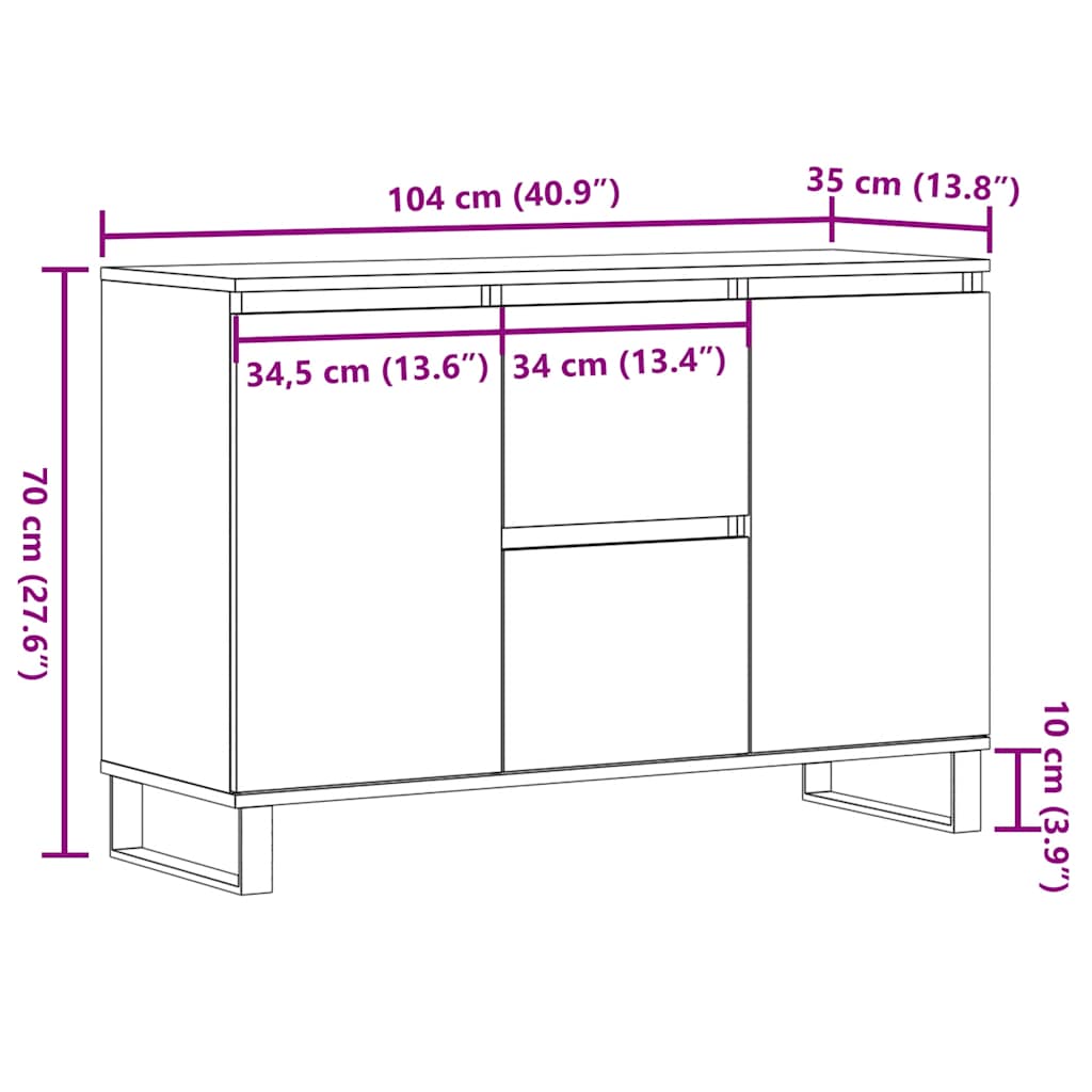 Komoda staro drvo 101,5x35x70 cm konstruirano drvo