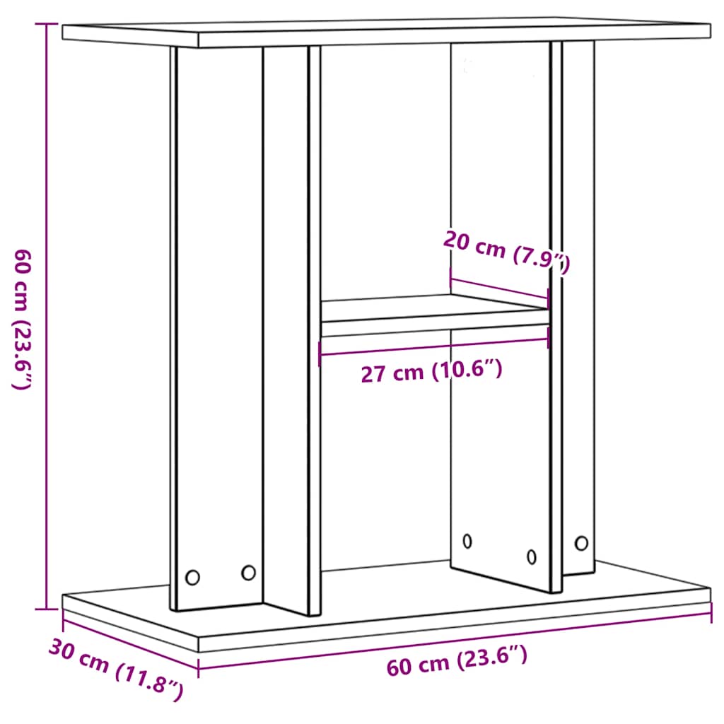 Stalak za akvarij Staro drvo 60x30x60 cm Konstruirano drvo