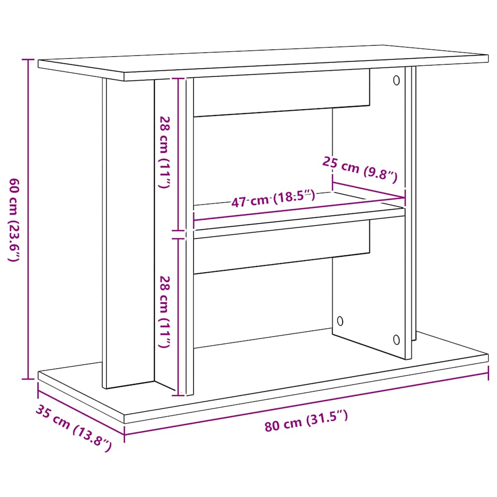 Stalak za akvarij Staro drvo 80x35x60 cm Konstruirano drvo