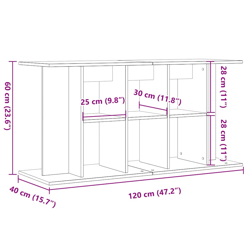 Stalak za akvarij staro drvo 120x40x60 cm od konstruiranog drva