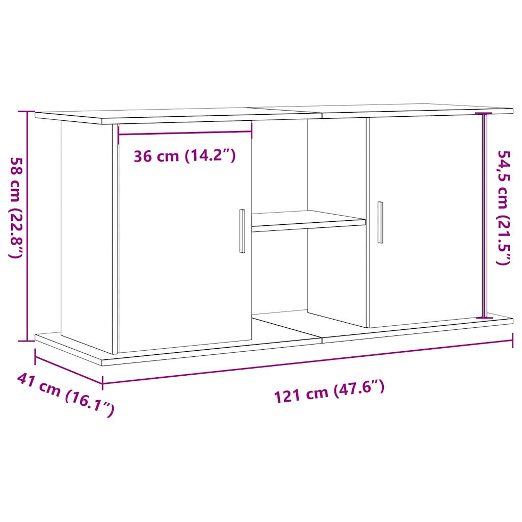 Stalak za akvarij staro drvo 121x41x58 cm od konstruiranog drva