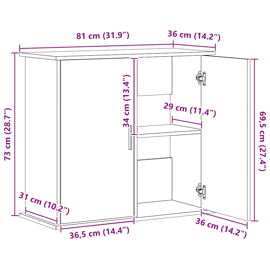 Stalak za akvarij boja drva 81x36x73 cm od konstruiranog drva