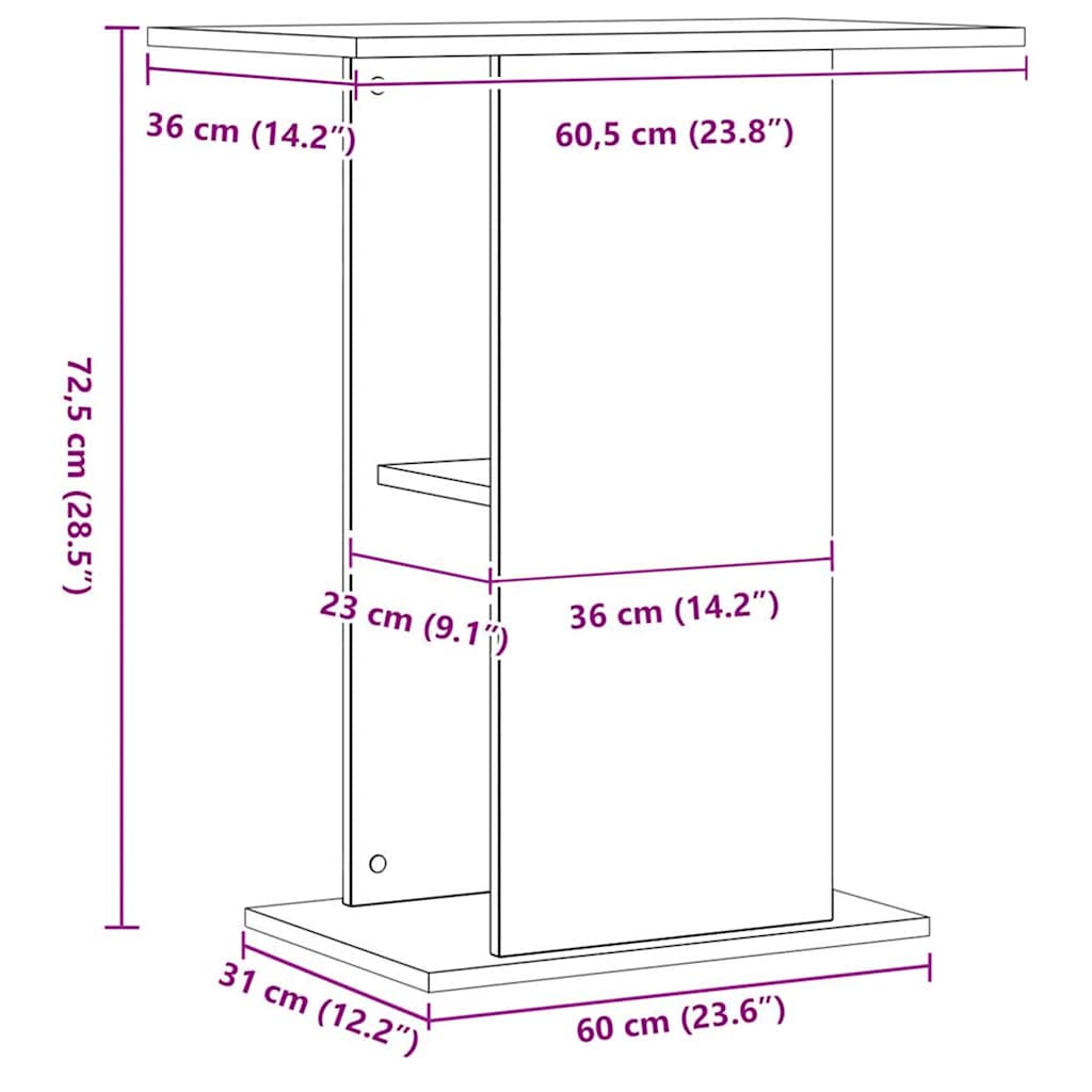 Stalak za akvarij Artisan hrast 36x60,5x72,5 cm Konstruirano drvo