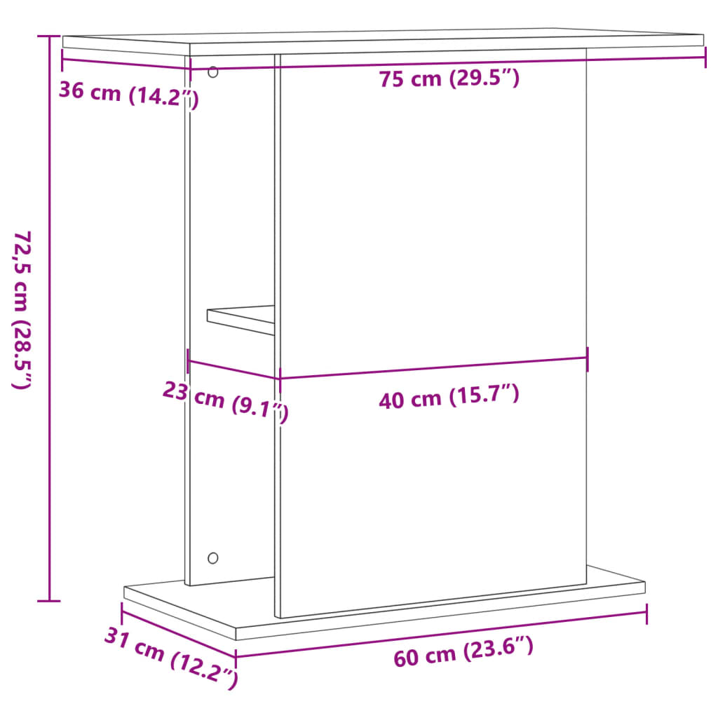 Stalak za akvarij Staro drvo 36x75x72,5 cm Konstruirano drvo