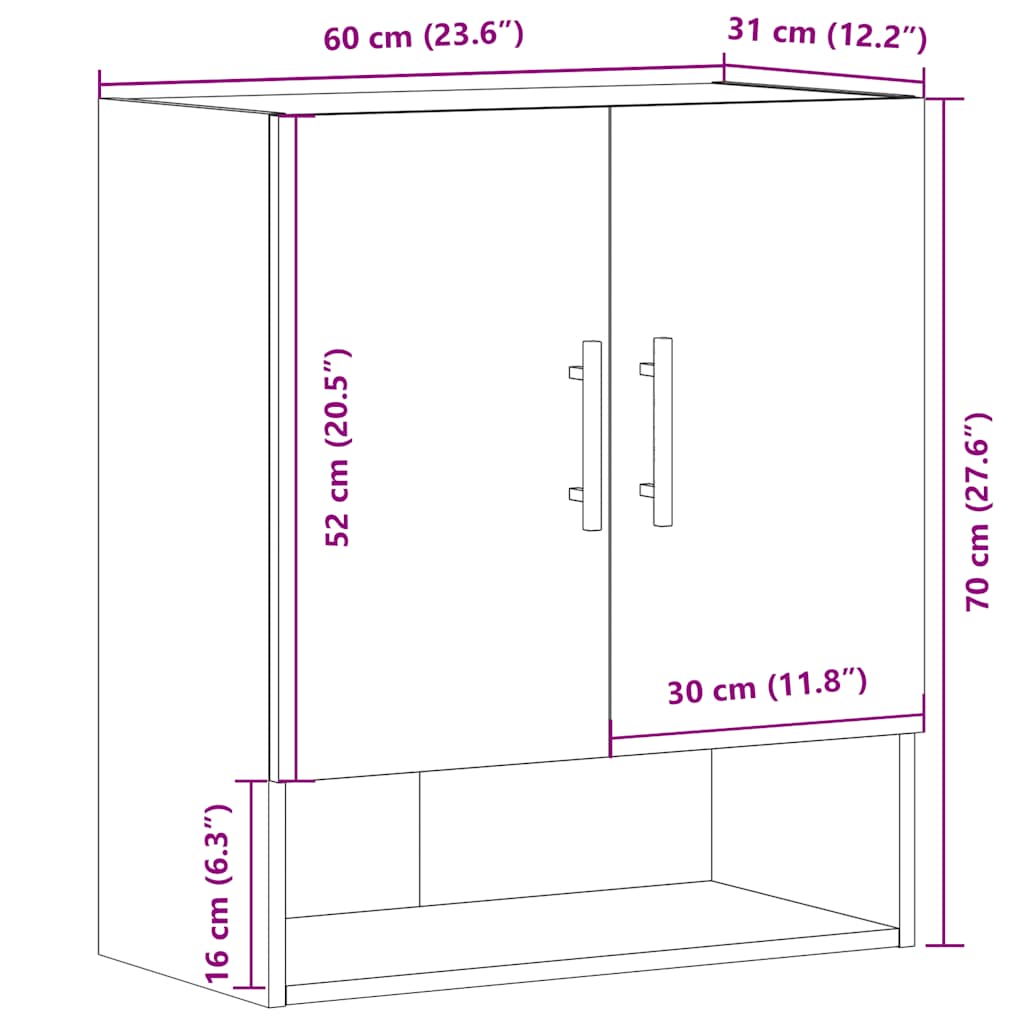 Zidni ormarić staro drvo 60x31x70 cm konstruirano drvo