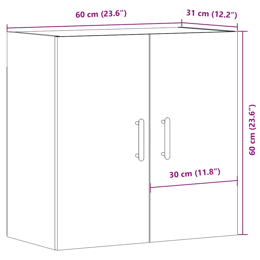 Zidni ormarić boja staro drvo 60x31x60 cm od konstruiranog drva