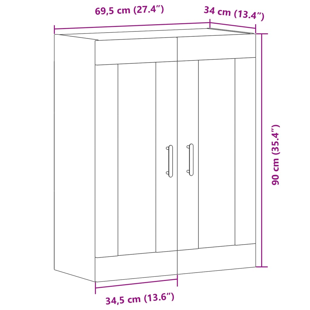 Komoda boja starog drva 69,5x34x90 cm konstruiranog drva