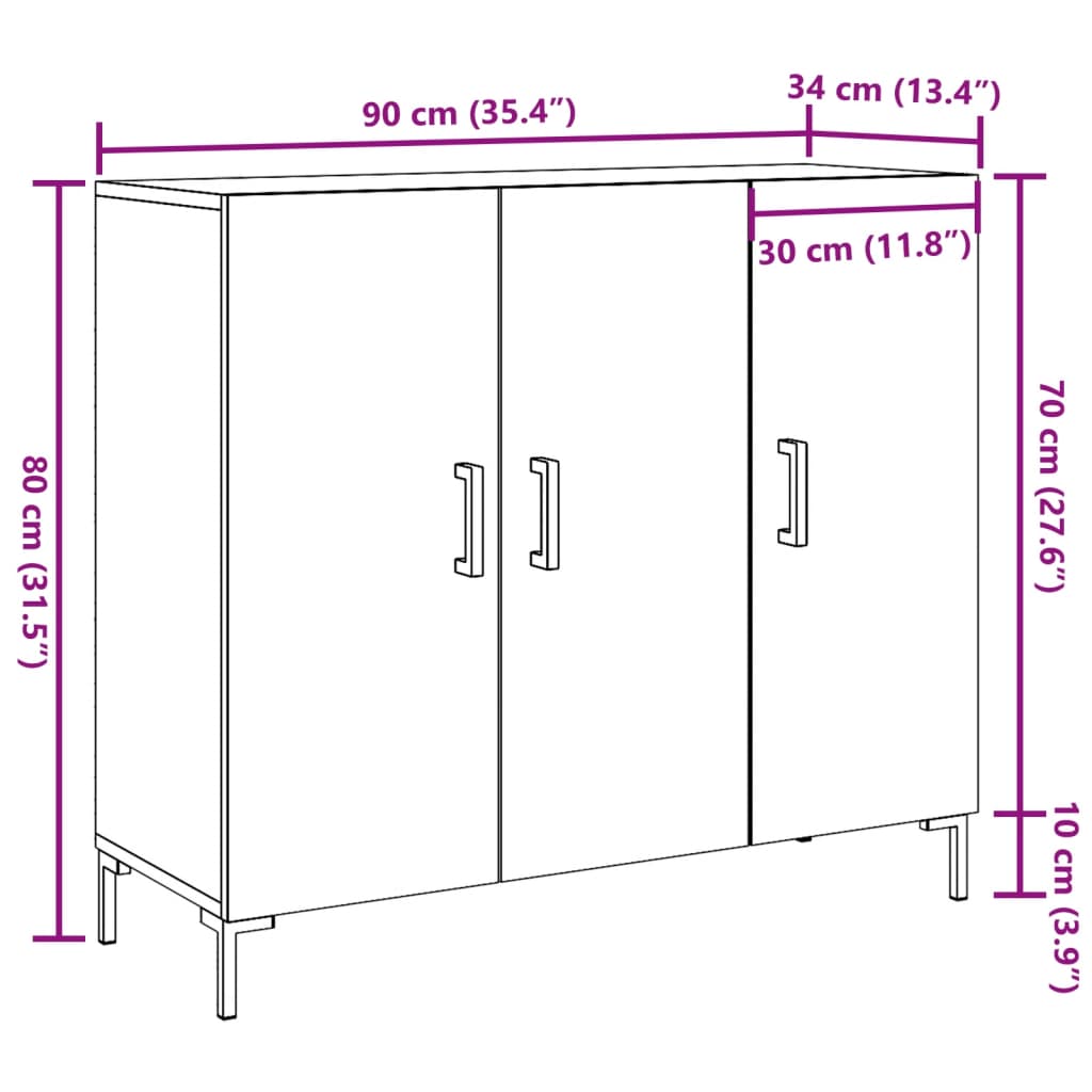 Komoda boja starog drva 90 x 34 x 80 cm od konstruiranog drva