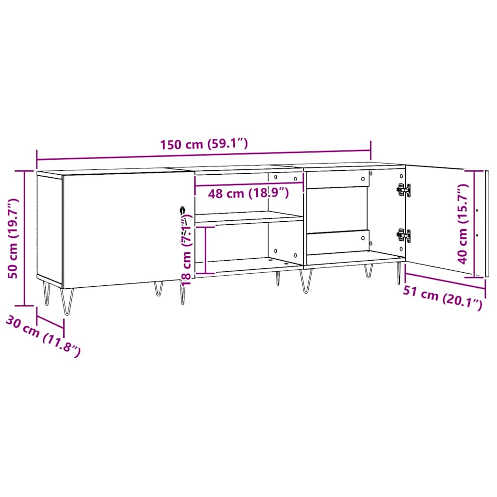 TV ormarić Artisan hrast 150x30x50 cm izrađeno drvo
