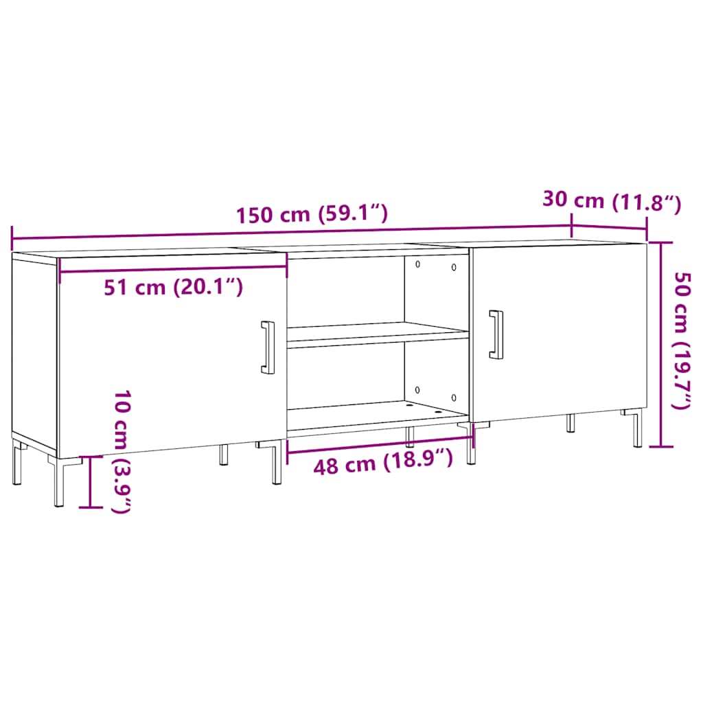 TV ormarić staro drvo 150x30x50 cm konstruiranog drva