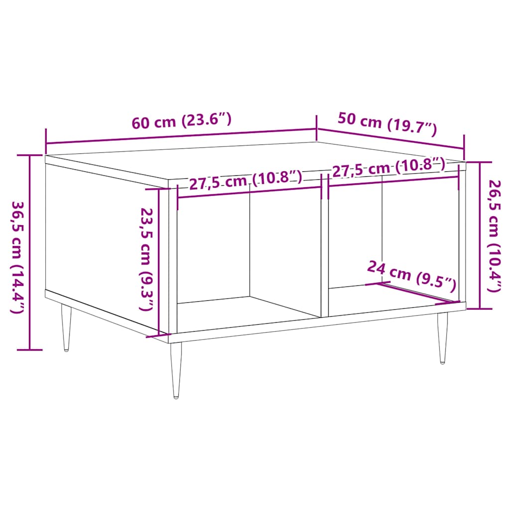 Stol za kavu staro drvo 60x50x36,5 cm konstruirano drvo
