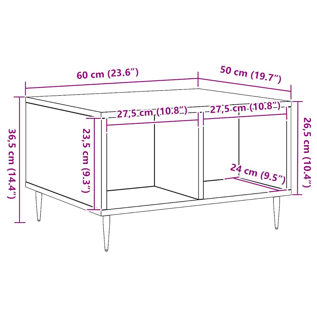 Stol za kavu Artisan hrast 60x50x36,5 cm izrađeno drvo