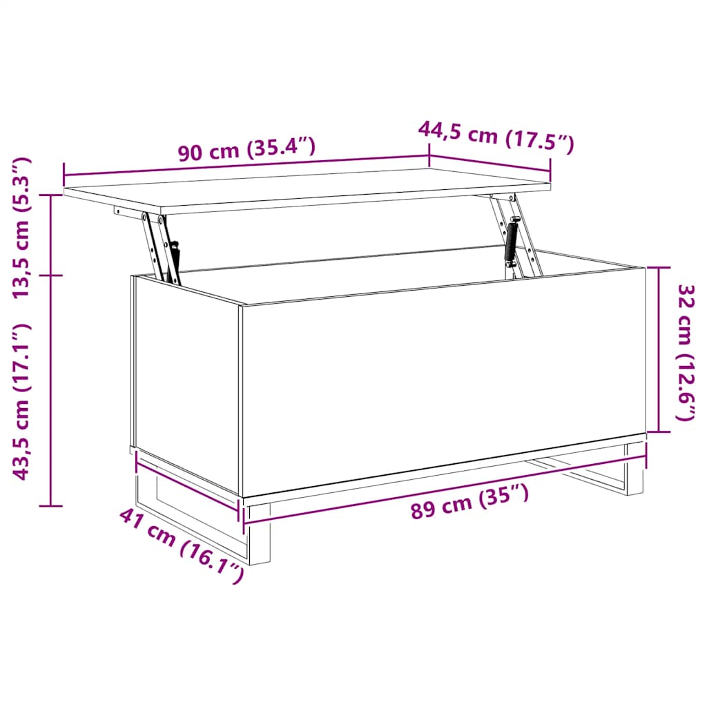Stolić za kavu boja staro drvo 90x44,5x45 cm konstruiranog drva