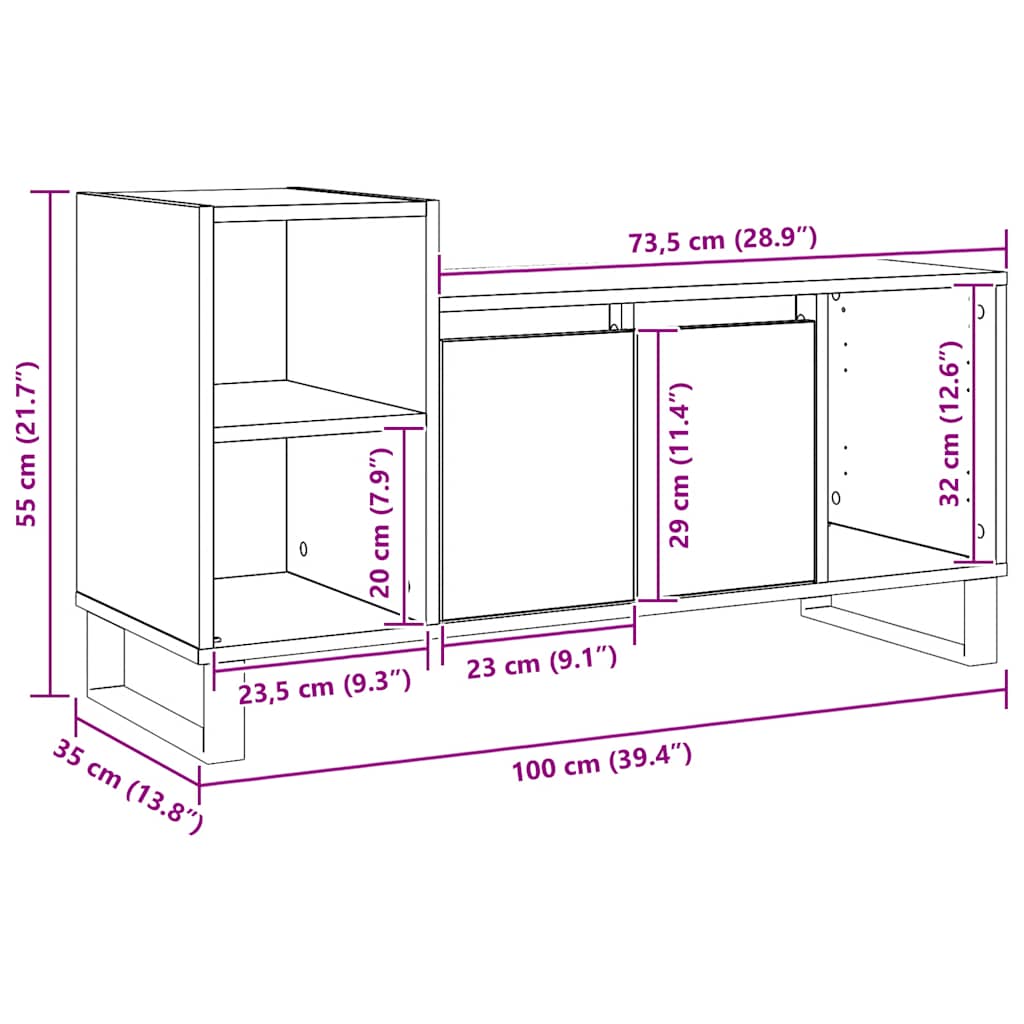 TV ormarić Artisan hrast 100x35x55 cm izrađeno drvo