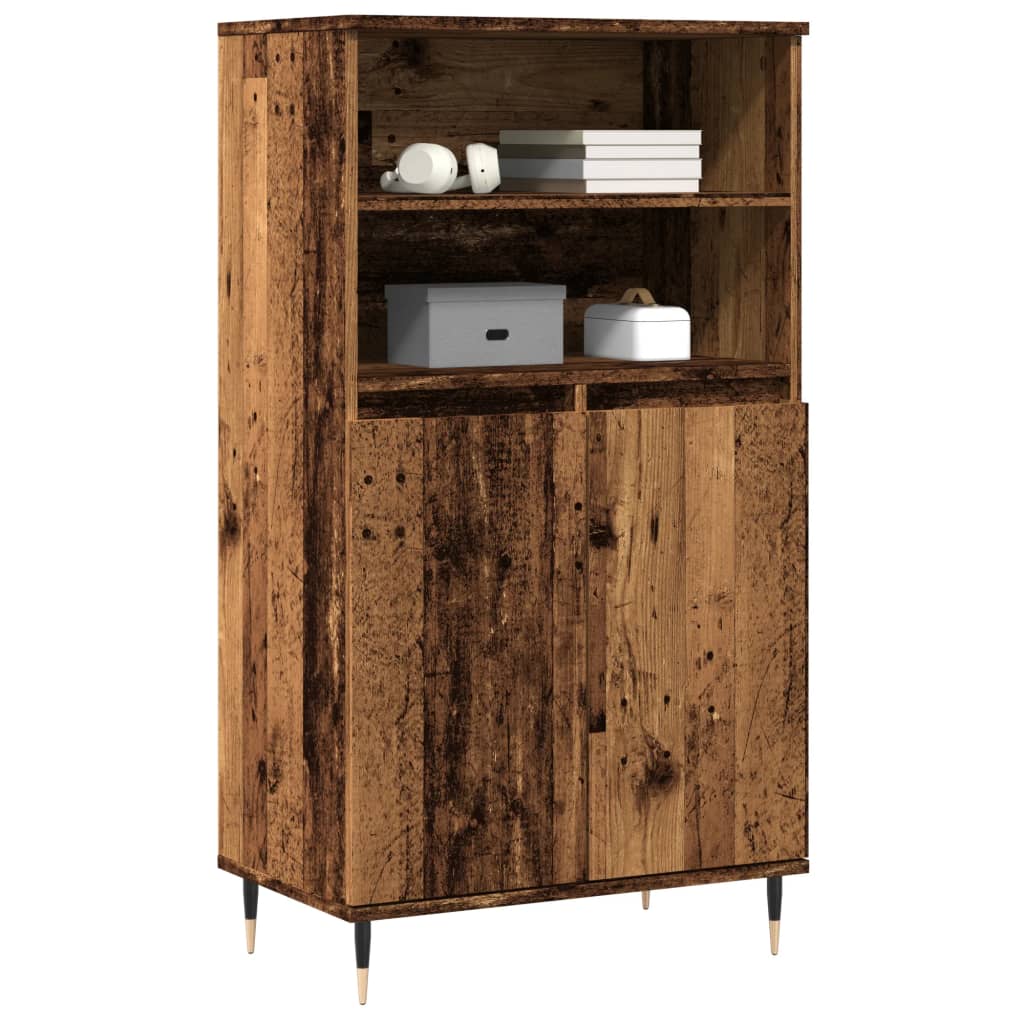 Visoka komoda boja staro drvo 60x36x110 cm konstruirano drvo