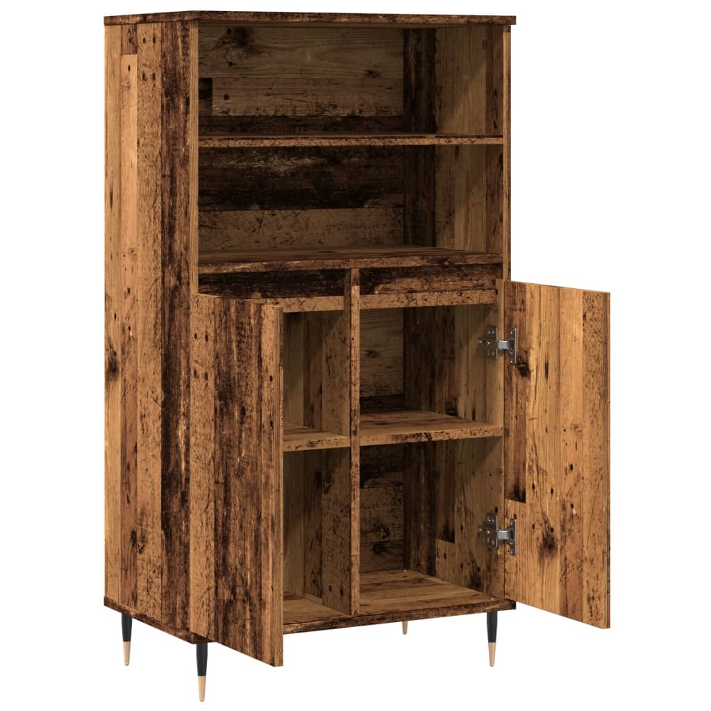 Visoka komoda boja staro drvo 60x36x110 cm konstruirano drvo