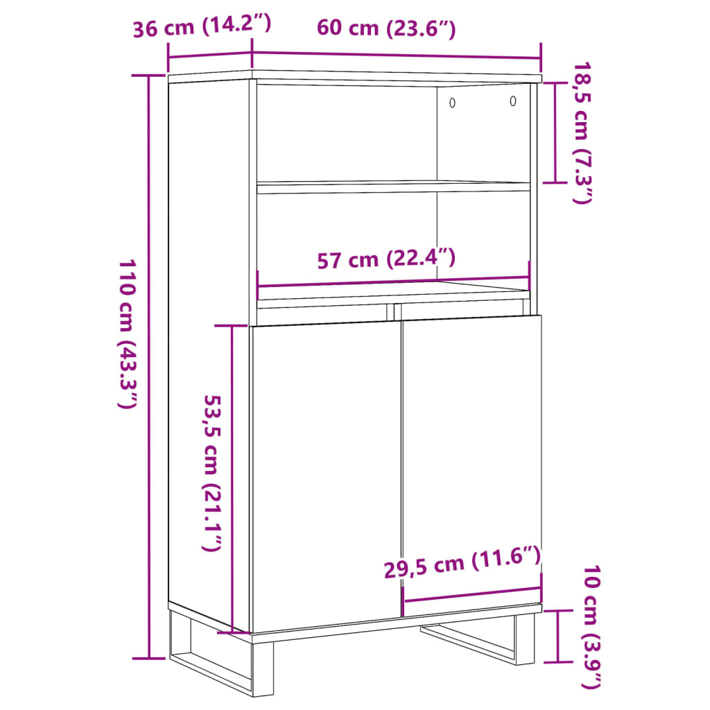 Visoka ploča Artisan hrast 60x36x110 cm izrađeno drvo