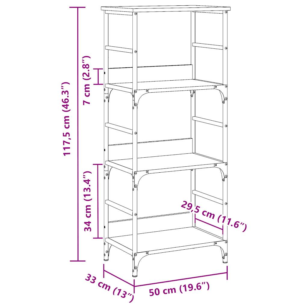 Ormarić za knjige staro drvo 50x33x117,5 cm konstruirano drvo