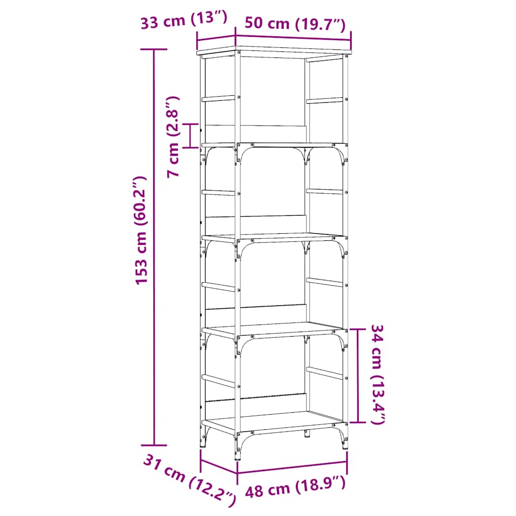 Ormar za knjige staro drvo 50x33x153 cm konstruirano drvo