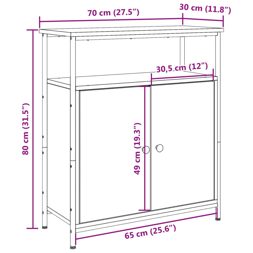 Komoda boja staro drvo 70x30x80 cm od konstruiranog drva