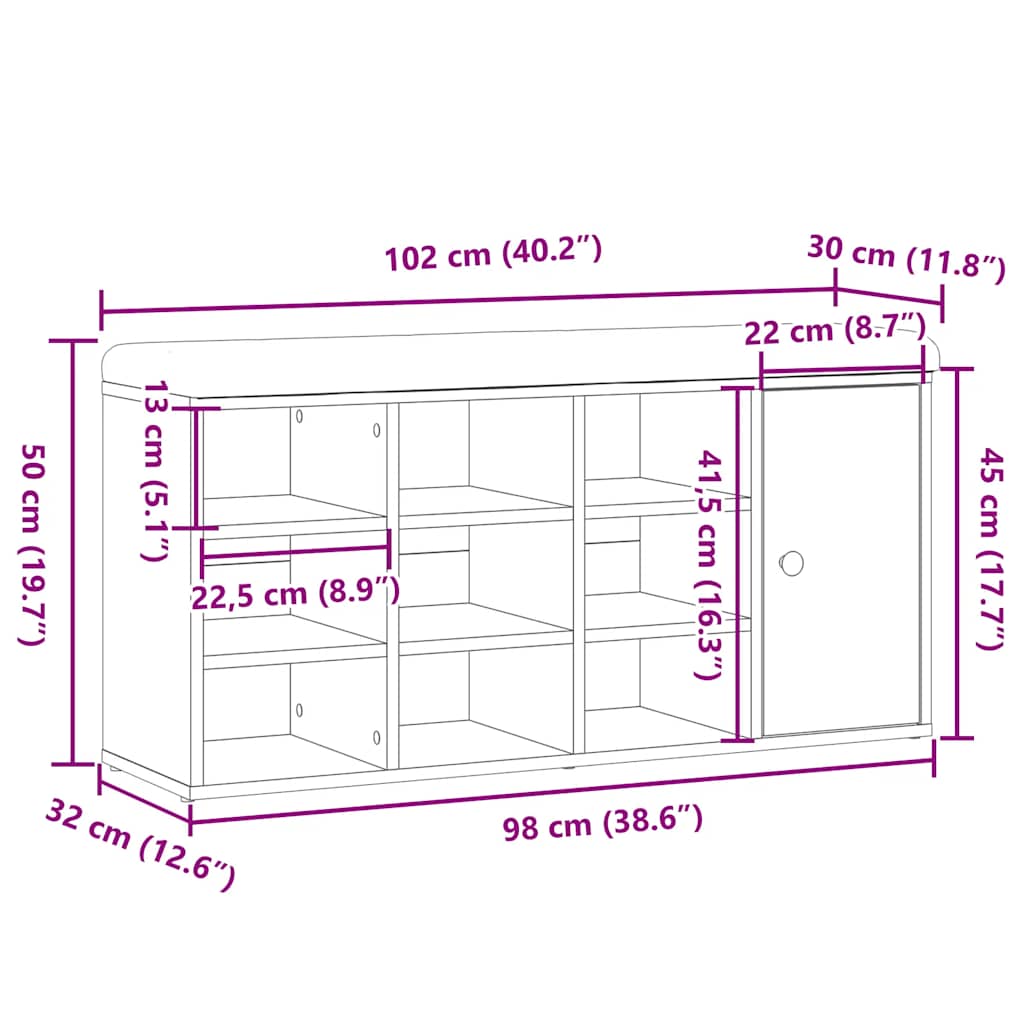 Klupa za cipele staro drvo 102x32x50 cm izrađeno drvo