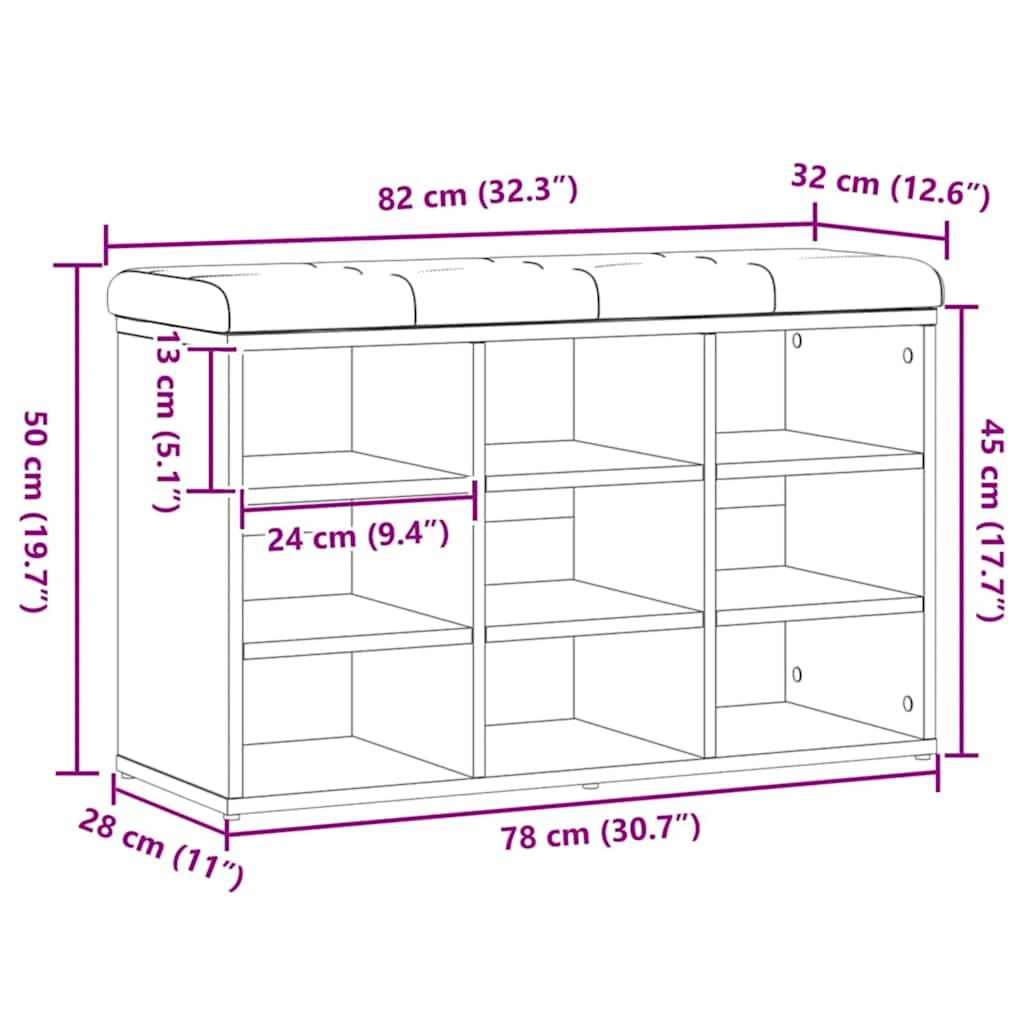 Klupa za cipele obrtnički hrast 82x32x50 cm izrađeno drvo
