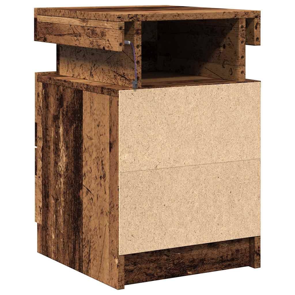 Noćni ormarić s LED boja drva 35x39x55 cm konstruirano drvo