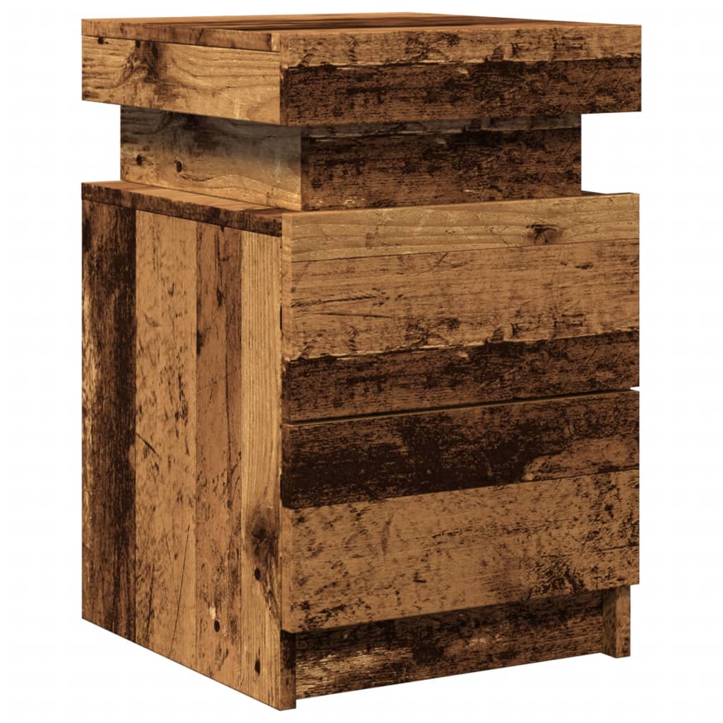 Noćni ormarići 2 kom s LED boja staro drvo 35x39x55 cm drveni