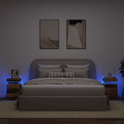 Noćni ormarići 2 kom s LED boja staro drvo 35x39x55 cm drveni
