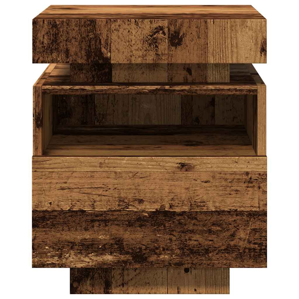 Noćni ormarić s LED svjetlima staro drvo 40x39x48,5 cm