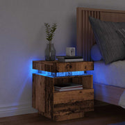 Noćni ormarić s LED svjetlima staro drvo 40x39x48,5 cm