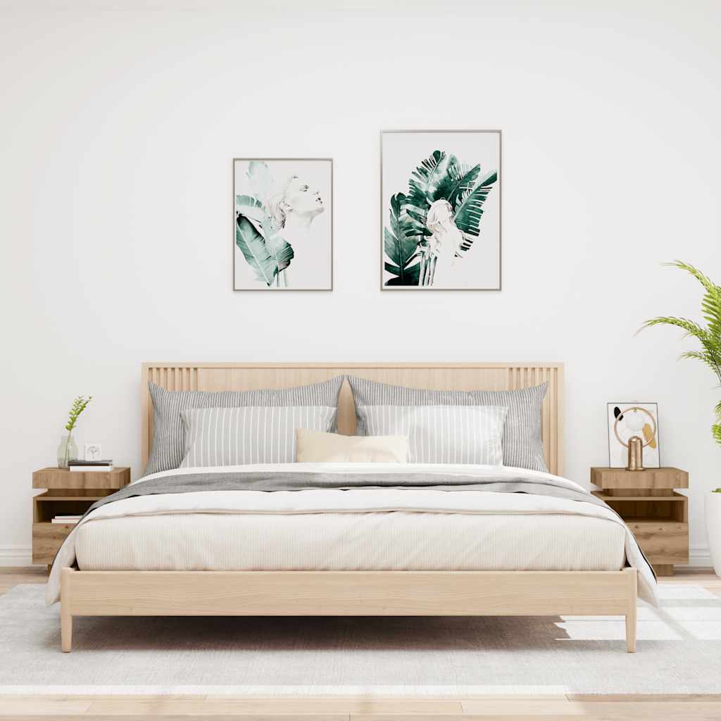 Noćni ormarići s LED svjetlima 2 kom Artisan hrast 40x39x48,5cm
