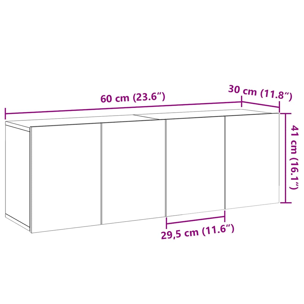 Zidni TV ormarići 2 kom boja starog drva 60 x30 x 41 cm