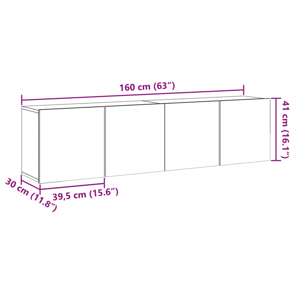 Zidni TV ormarići 2 kom boja starog drva 80 x 30 x 41 cm