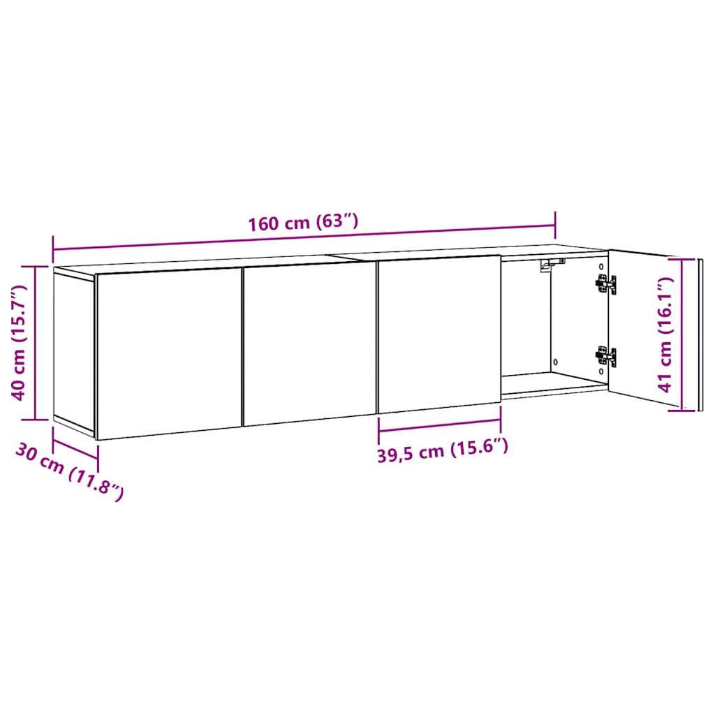 Zidni TV ormarići 2 kom boja hrasta artisan 80 x 30 x 41 cm