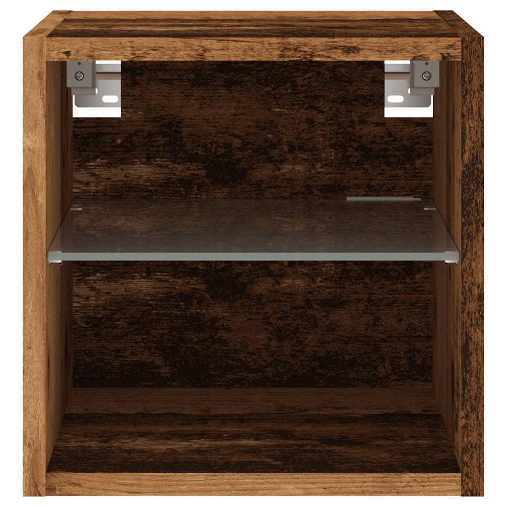 TV zidni ormarić s LED svjetlima staro drvo 30x28,5x30 cm