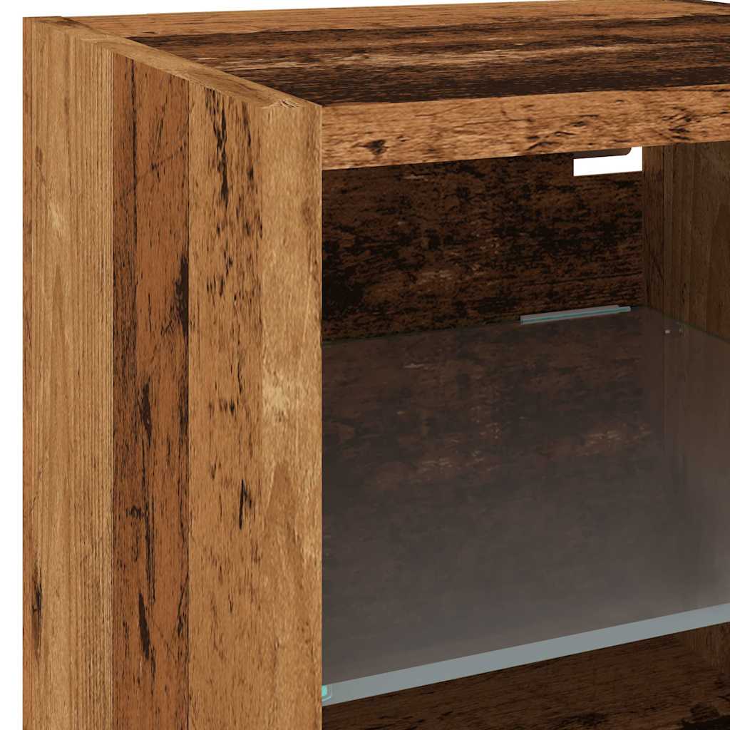 TV zidni ormarić s LED svjetlima staro drvo 30x28,5x30 cm