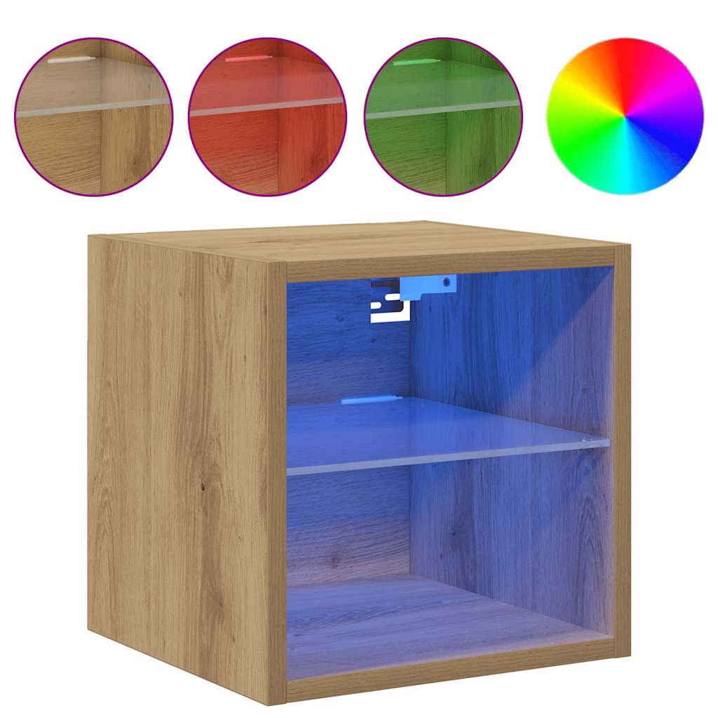 TV zidni ormarić s LED svjetlima Artisan hrast 30x28,5x30 cm
