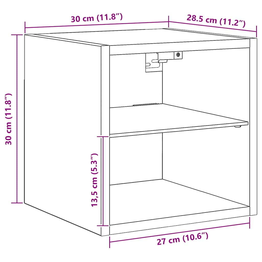 TV zidni ormarić s LED svjetlima Artisan hrast 30x28,5x30 cm