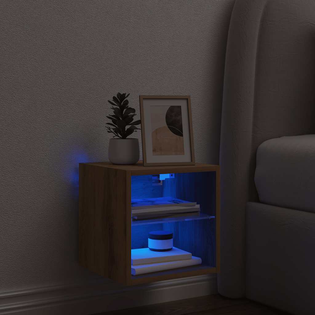 TV zidni ormarić s LED svjetlima Artisan hrast 30x28,5x30 cm