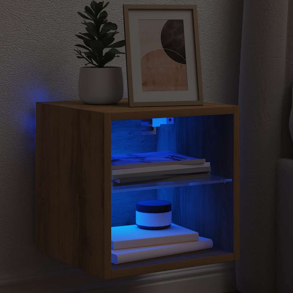 TV zidni ormarić s LED svjetlima Artisan hrast 30x28,5x30 cm