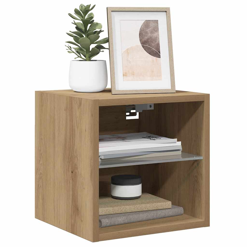 TV zidni ormarić s LED svjetlima Artisan hrast 30x28,5x30 cm