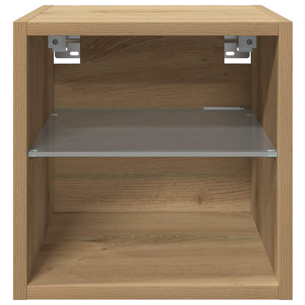 TV zidni ormarić s LED svjetlima Artisan hrast 30x28,5x30 cm