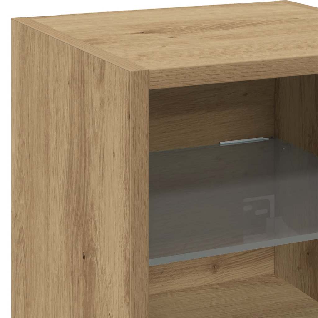 TV zidni ormarić s LED svjetlima Artisan hrast 30x28,5x30 cm