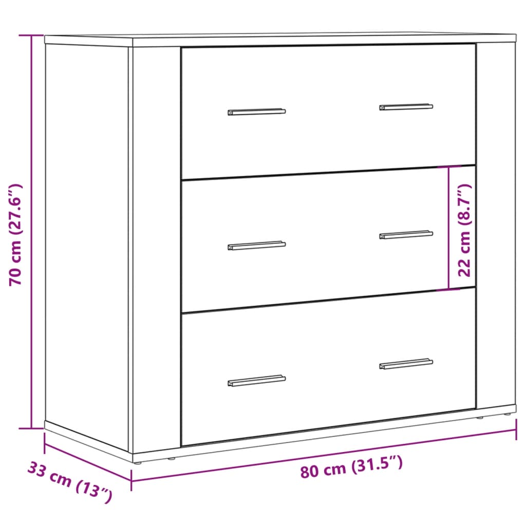 Komoda boja starog drva 80 x 33 x 70 cm od konstruiranog drva